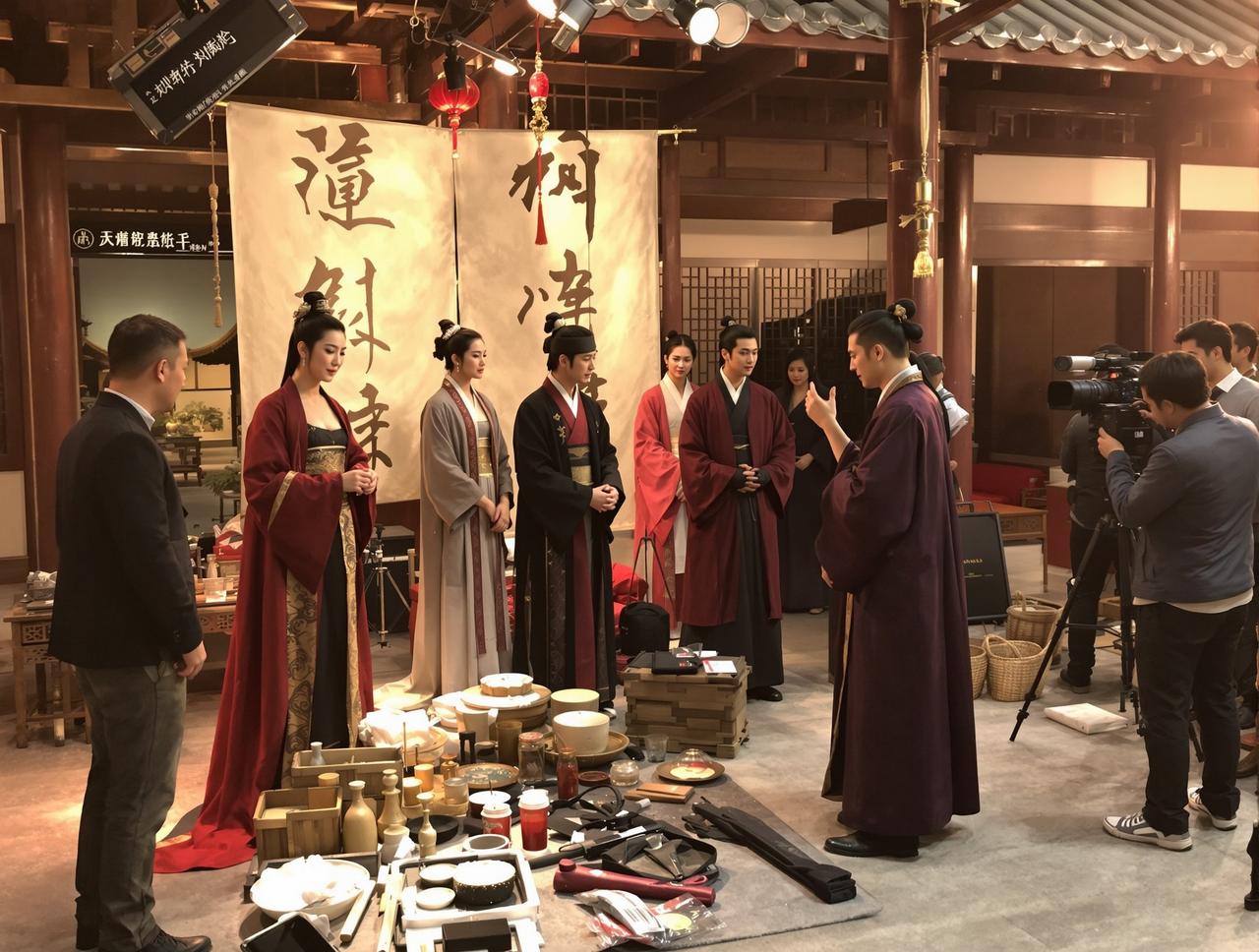 黑料小报 - 古装剧拍摄现场传统服饰和道具布景